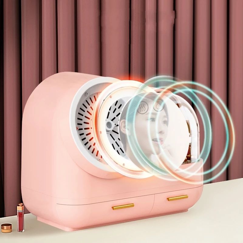 Organisateur de maquillage portable avec miroir et ventilateur de lumière LED