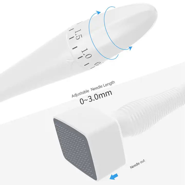 Stylo de timbre Derma Microneedling réglable pour la croissance de la barbe des cheveux du corps