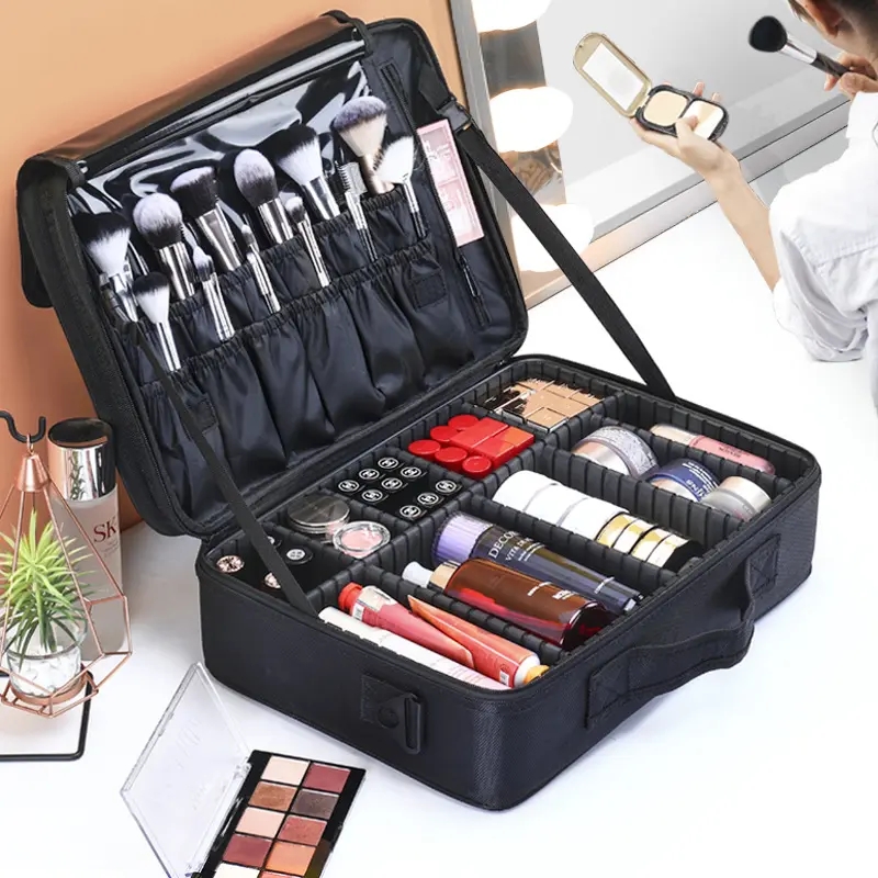 Trousse de maquillage de voyage avec miroir LED éclairé