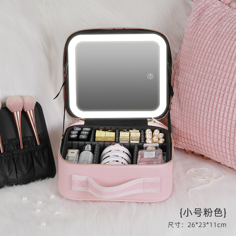 Trousse de maquillage de voyage avec miroir LED éclairé