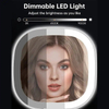 Miroir de poche pliant rond double face portable rechargeable avec lumière LED