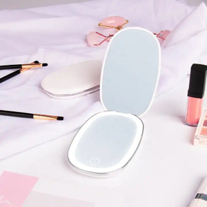 Miroir de maquillage cosmétique LED pliable de voyage, Portable, avec lumières