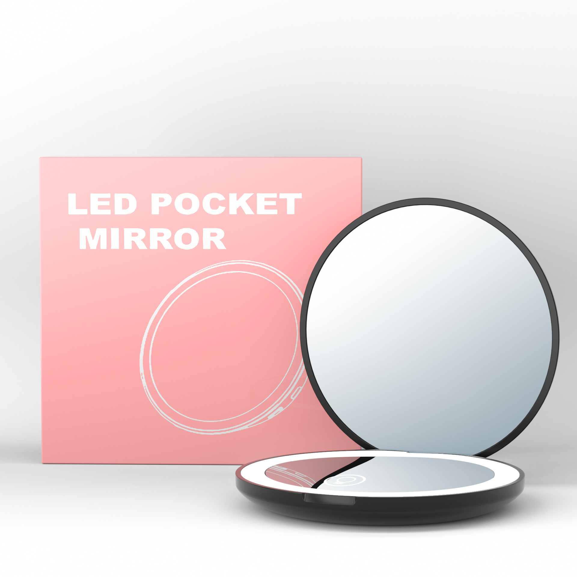 Miroir LED cosmétique pliable et rechargeable de voyage avec lumières