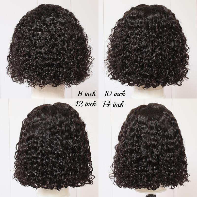 4*4 Kinky Curly Bob 9A 180 Densité Dentelle Cheveux Humains