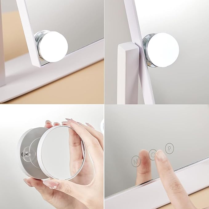 Miroir cosmétique mené par Hollywood de bureau intelligent de beauté à la maison avec la loupe