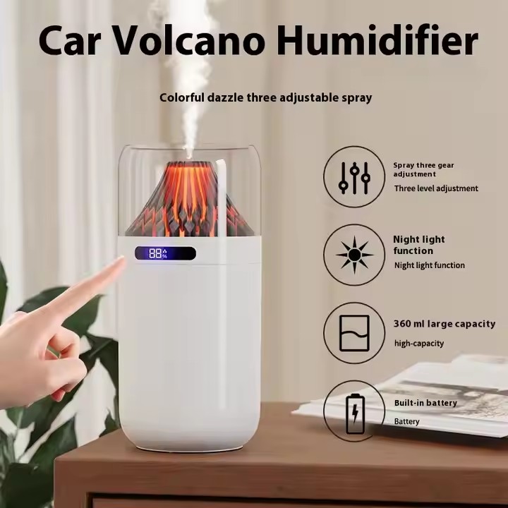 Mini humidificateur de flamme de volcan de jet muet multifonctionnel de ménage de voiture d'usb