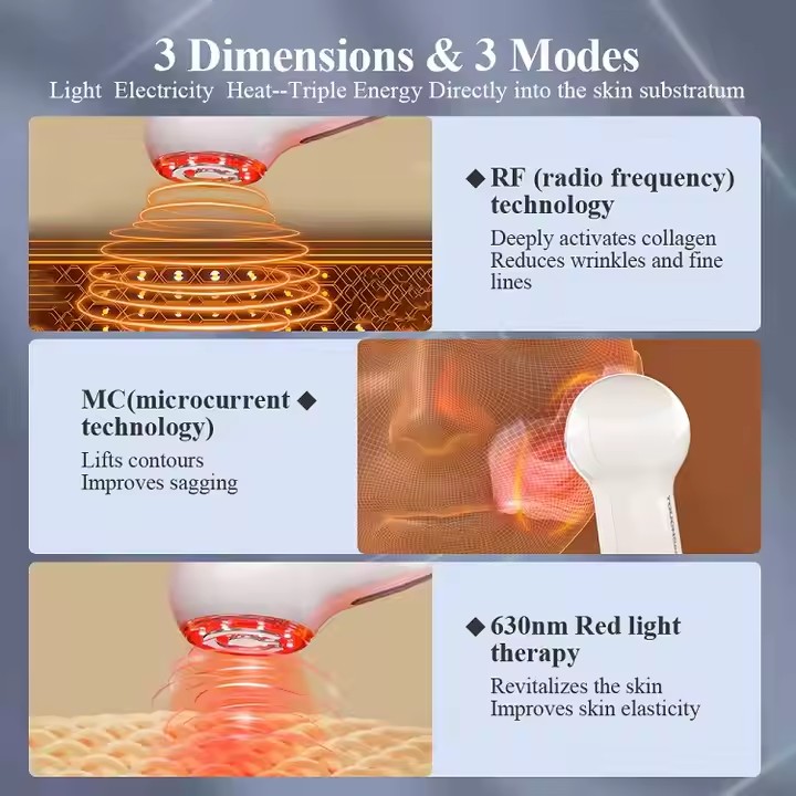 Dispositif de beauté faciale de thérapie par lumière rouge LED à microcourant RF 