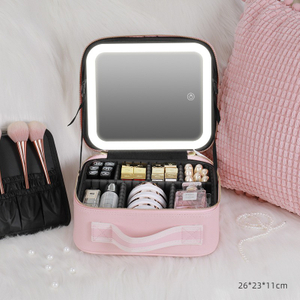 Sac de maquillage de trousse à maquillage de voyage étanche portable avec miroir LED