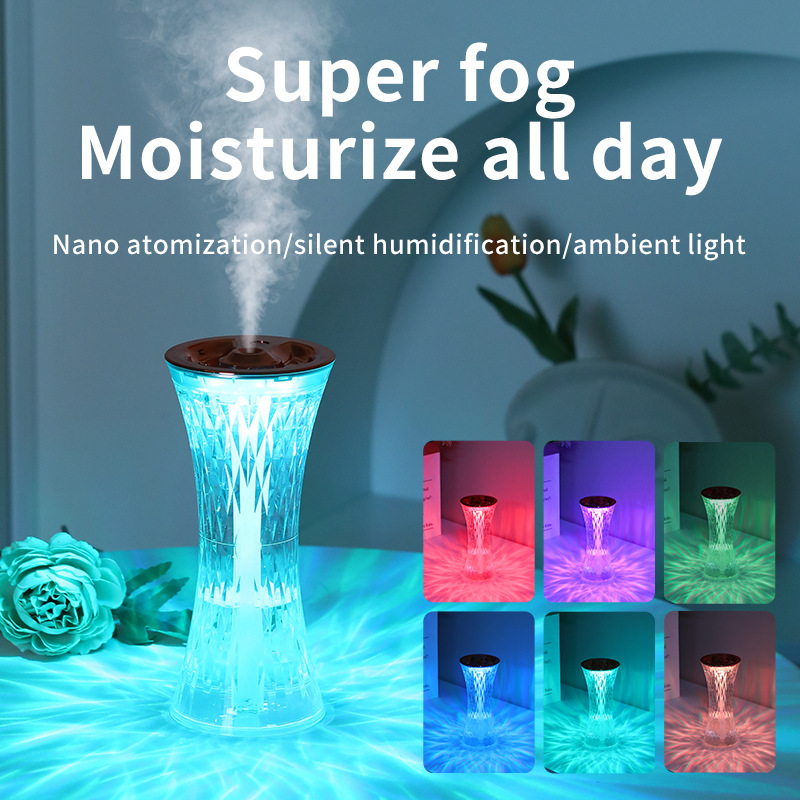 Humidificateurs de lampe de Table en cristal de diamant à changement automatique de 7 couleurs pour chambre à coucher