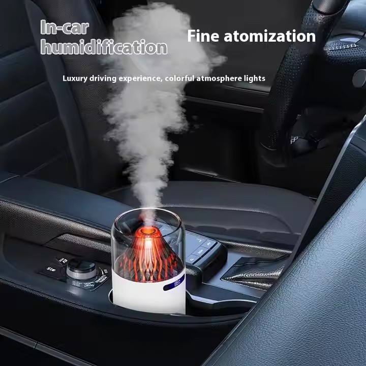 Mini humidificateur de flamme de volcan de jet muet multifonctionnel de ménage de voiture d'usb