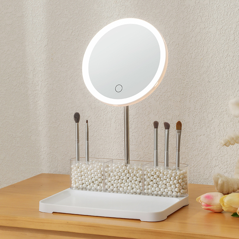 Miroir de maquillage de table LED rechargeable intelligent avec commande tactile 