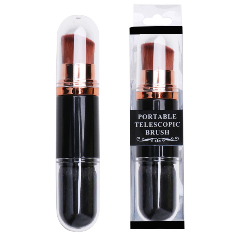 Outil de beauté portable, pinceau de maquillage pour fond de teint rétractable à double extrémité