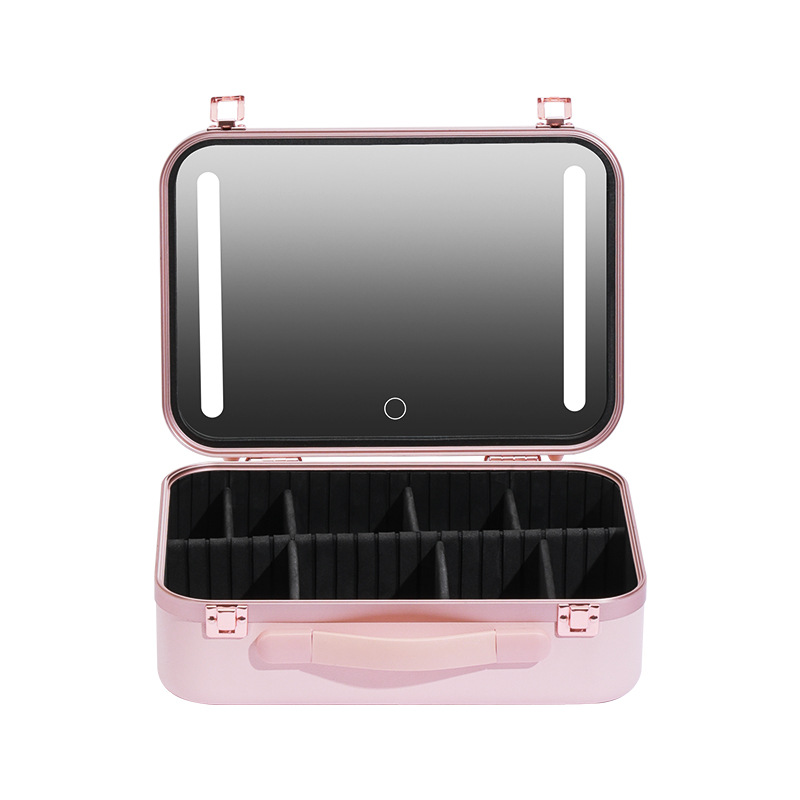 Kit de maquillage professionnel portable, organisateur de cosmétiques avec miroir et lumières