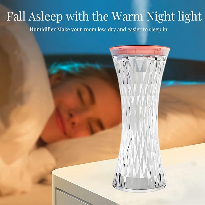 Humidificateurs de lampe de Table en cristal de diamant à changement automatique de 7 couleurs pour chambre à coucher