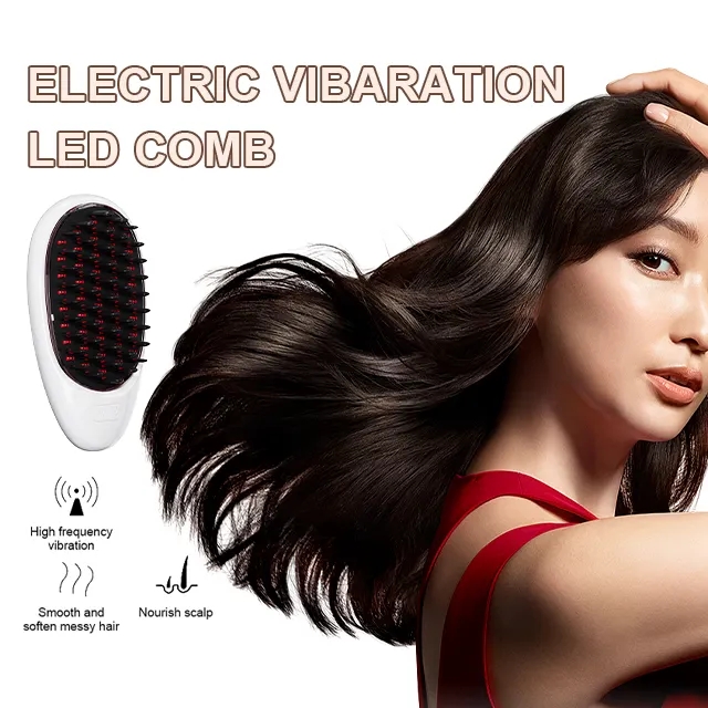 Peigne de Massage de cheveux de Vibration d'instrument de traitement de tête de lumière de couleur multifonction