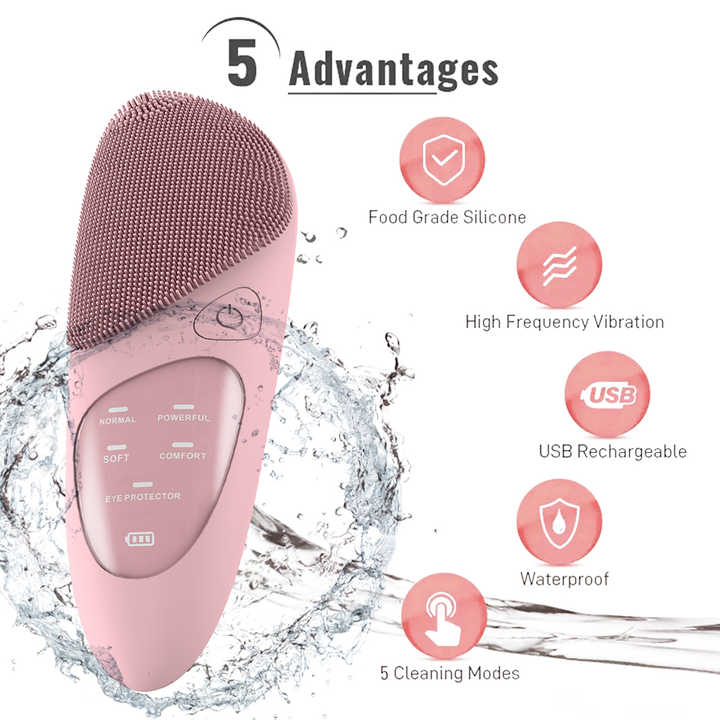 Brosse nettoyante électrique pour le visage, en Silicone sonique étanche et rechargeable, meilleure brosse nettoyante pour le visage 