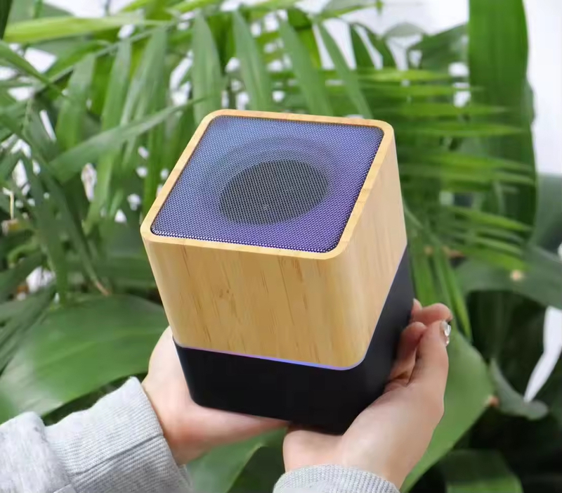 Borne d'enceintes Bluetooth portable en bois en bambou