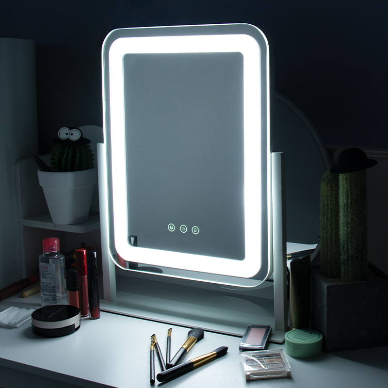 Miroir de courtoisie de bureau à LED de maquillage à contrôle tactile intelligent Hollywood avec lumières