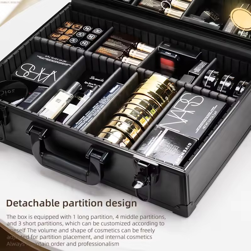 Organisateur de trousse à maquillage portable avec miroir et lumières