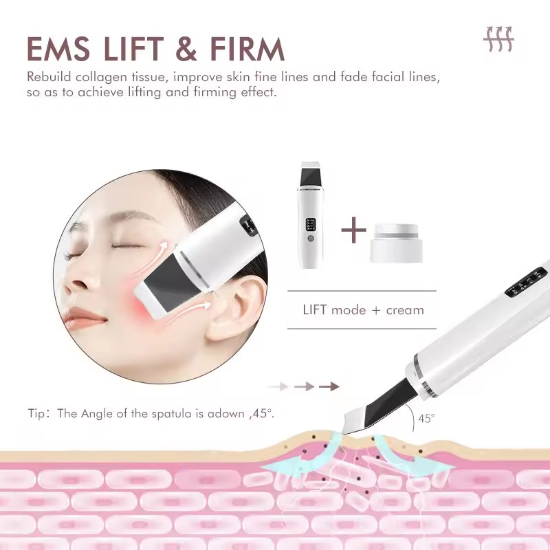 Nettoyant ultrasonique électrique de pores de grattoir de visage de peau d'EMS