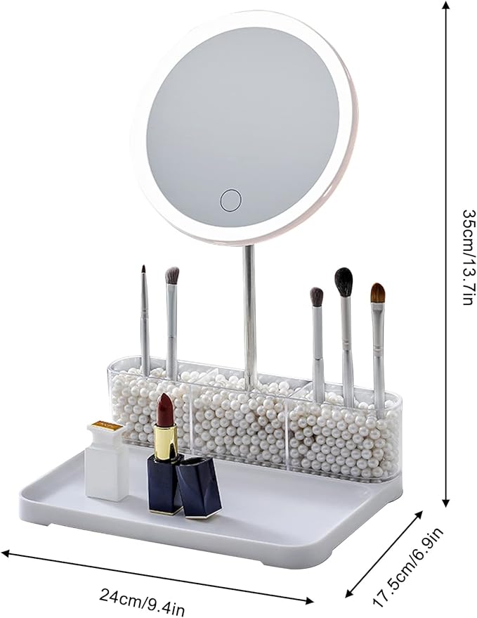 Miroir de maquillage de table LED rechargeable intelligent avec commande tactile 